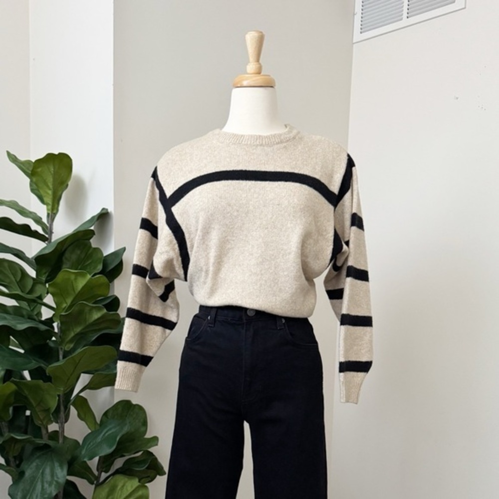 Beige and Black Knit Sweater